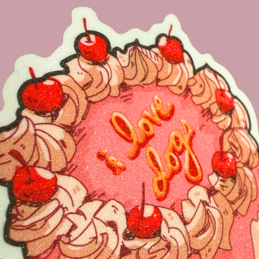 Pink Cake Glitter Sticker