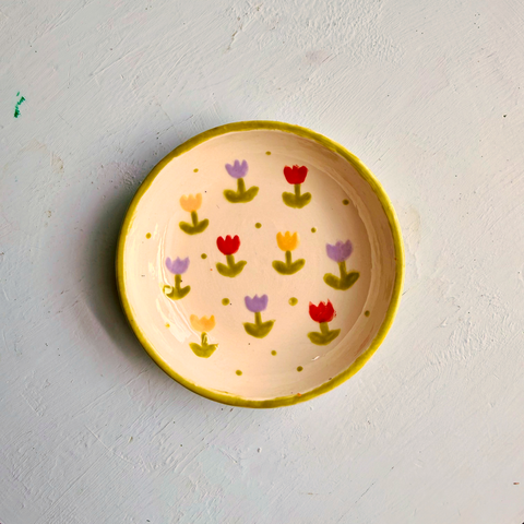 Handpainted Tulip Trinket Dish