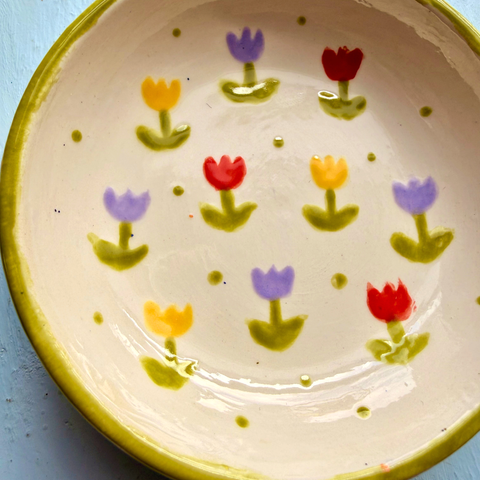 Handpainted Tulip Trinket Dish