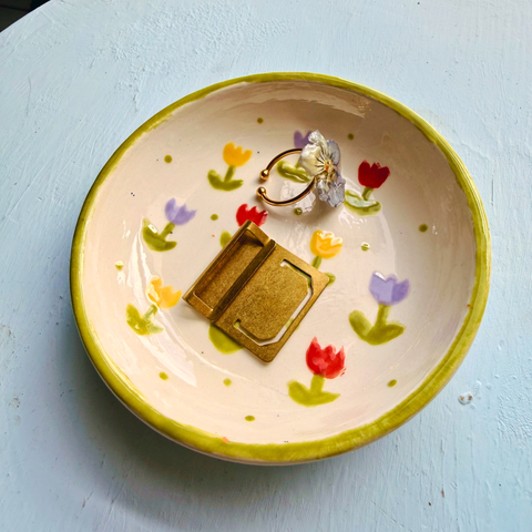 Handpainted Tulip Trinket Dish