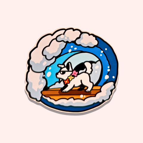 Surfing Dog Sticker