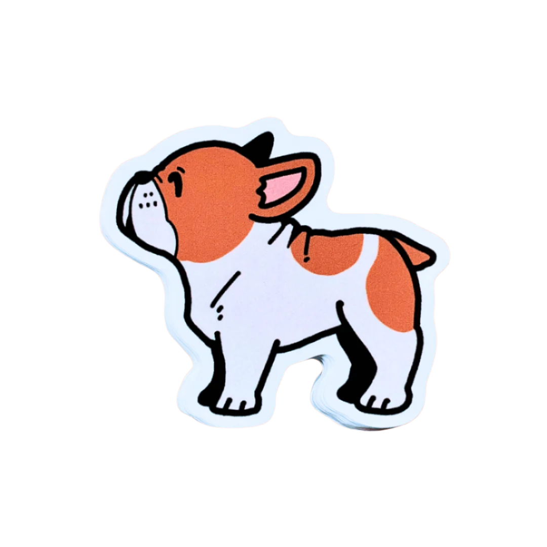 Fawn and White Bulldog Sticker