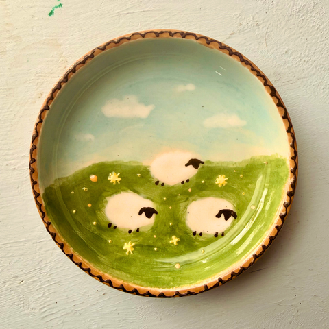 Handpainted Sheep Trinket Dish