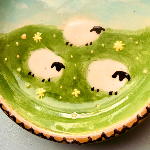 Handpainted Sheep Trinket Dish