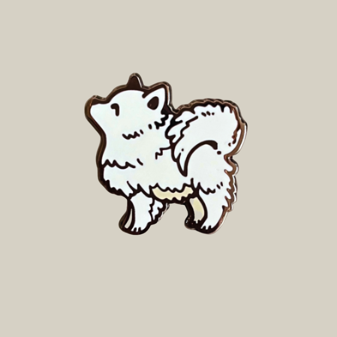 Egg White Pomeranian Pin