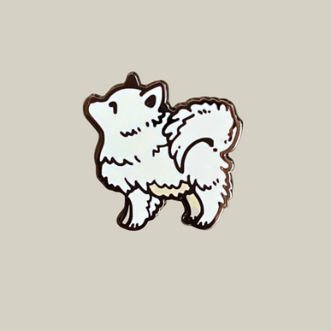 Egg White Pomeranian Pin