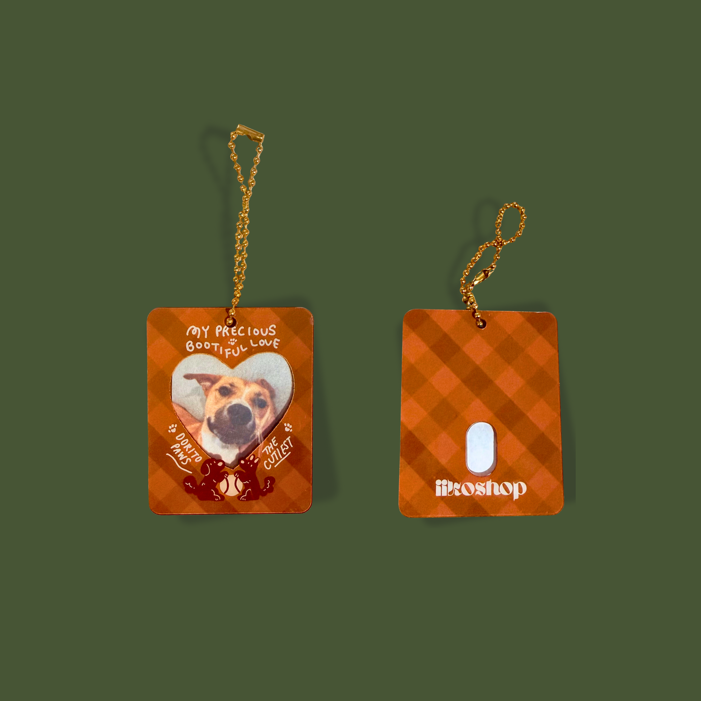 Precious Bootiful Dog Photo Keychain (Tan)