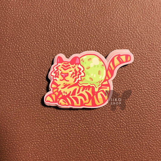 Strawberry Matcha Tiger Sticker - iikoshop