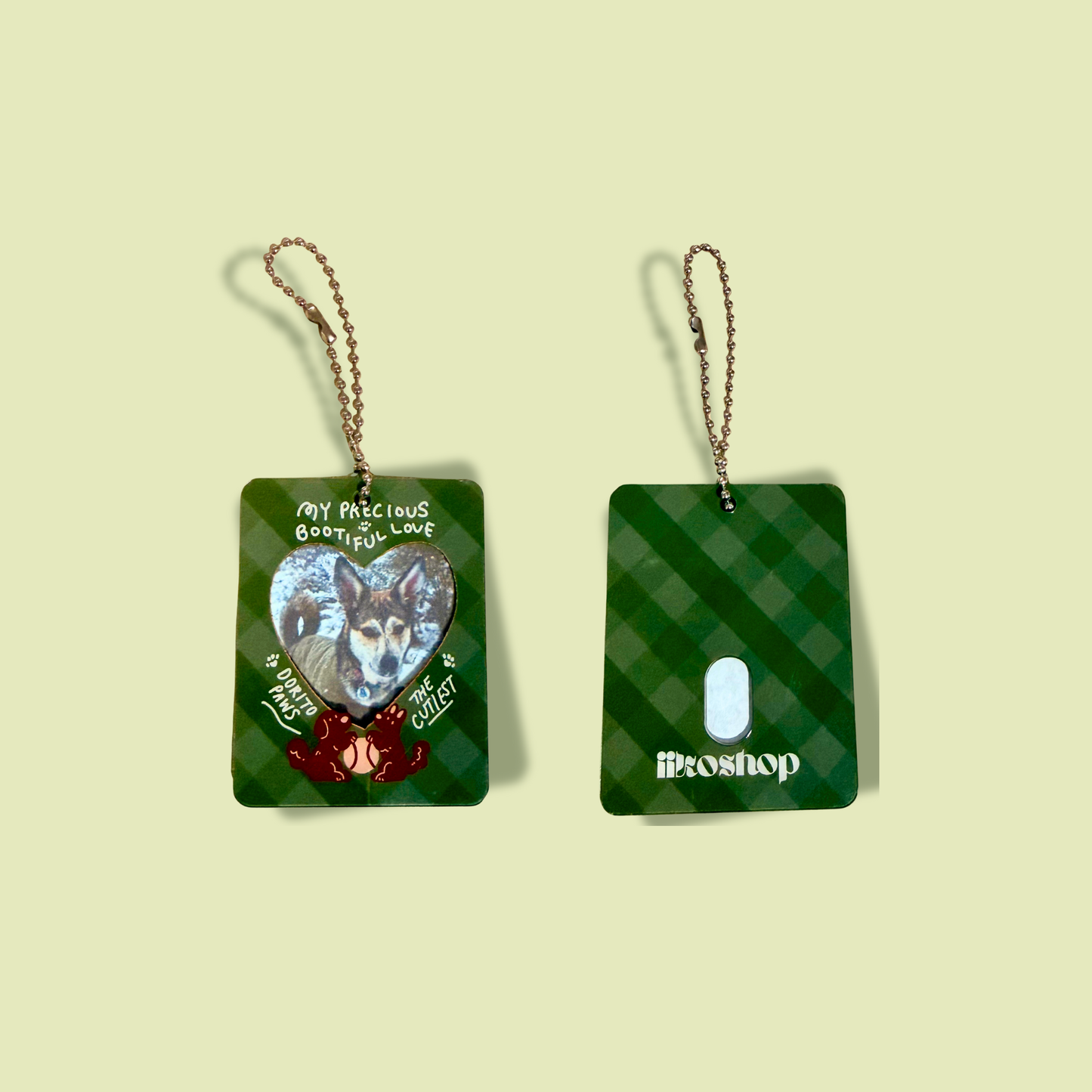 Precious Bootiful Dog Photo Keychain (Evergreen)