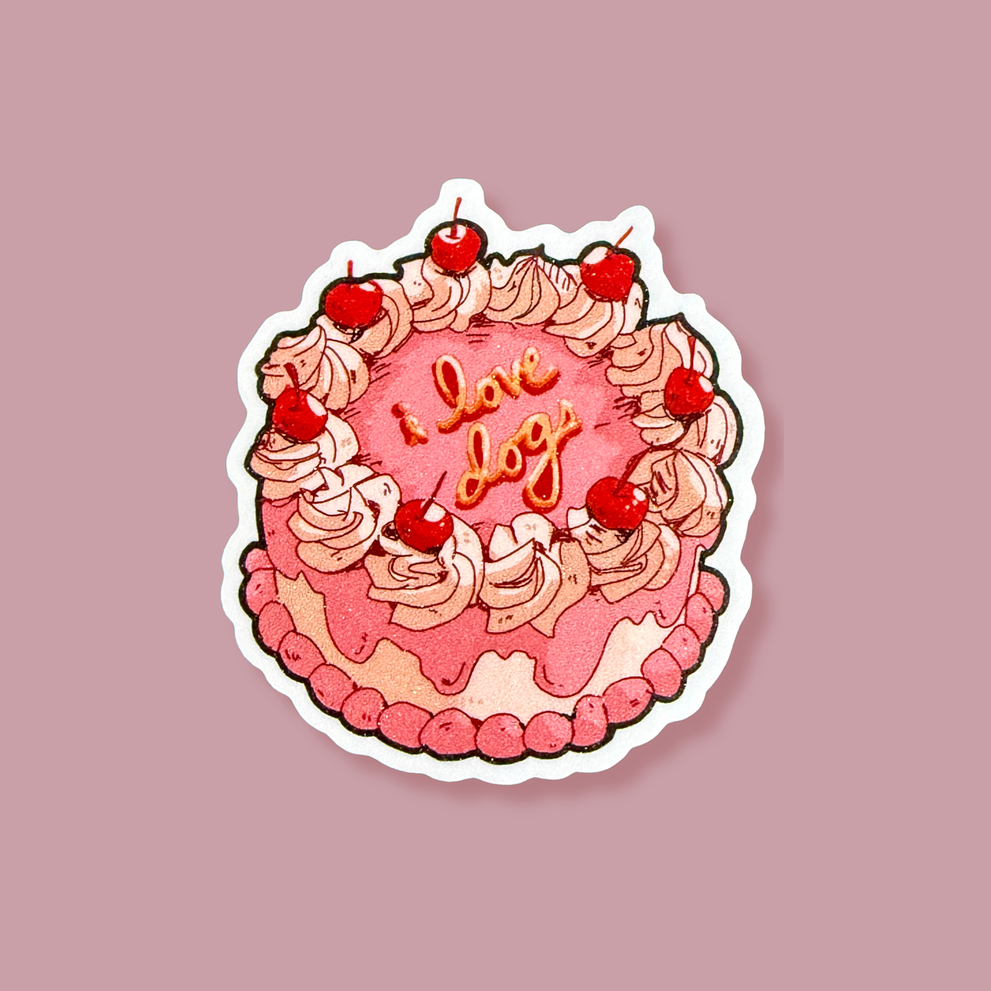 Pink Cake Glitter Sticker