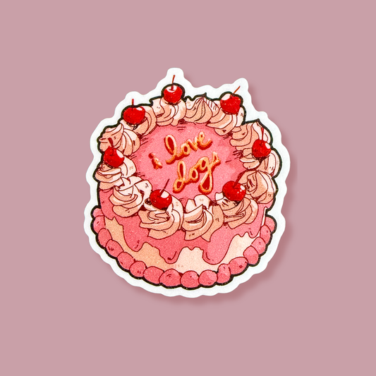Pink Cake Glitter Sticker
