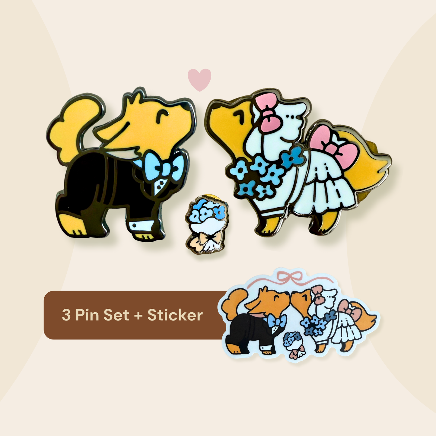 Wedding Pins + Sticker Set