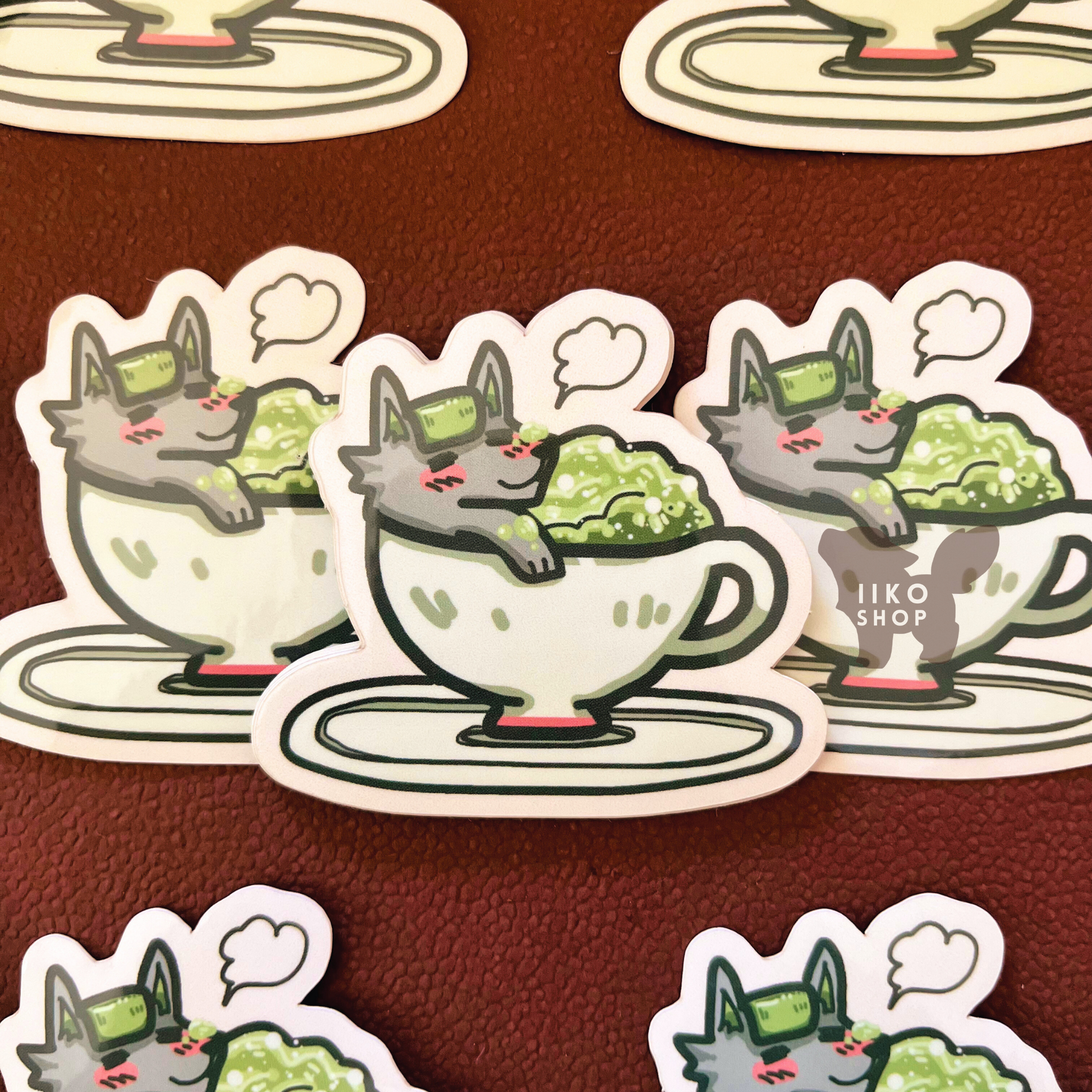 Matcha Wolf Latte Sticker - iikoshop