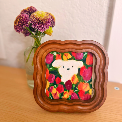 Among the Tulips (Original with Frame)