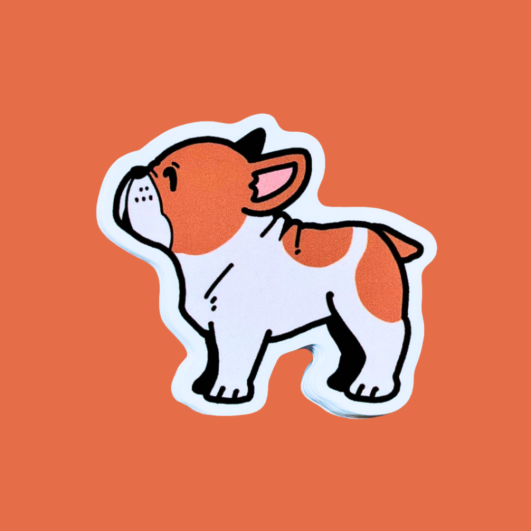 Fawn and White Bulldog Sticker