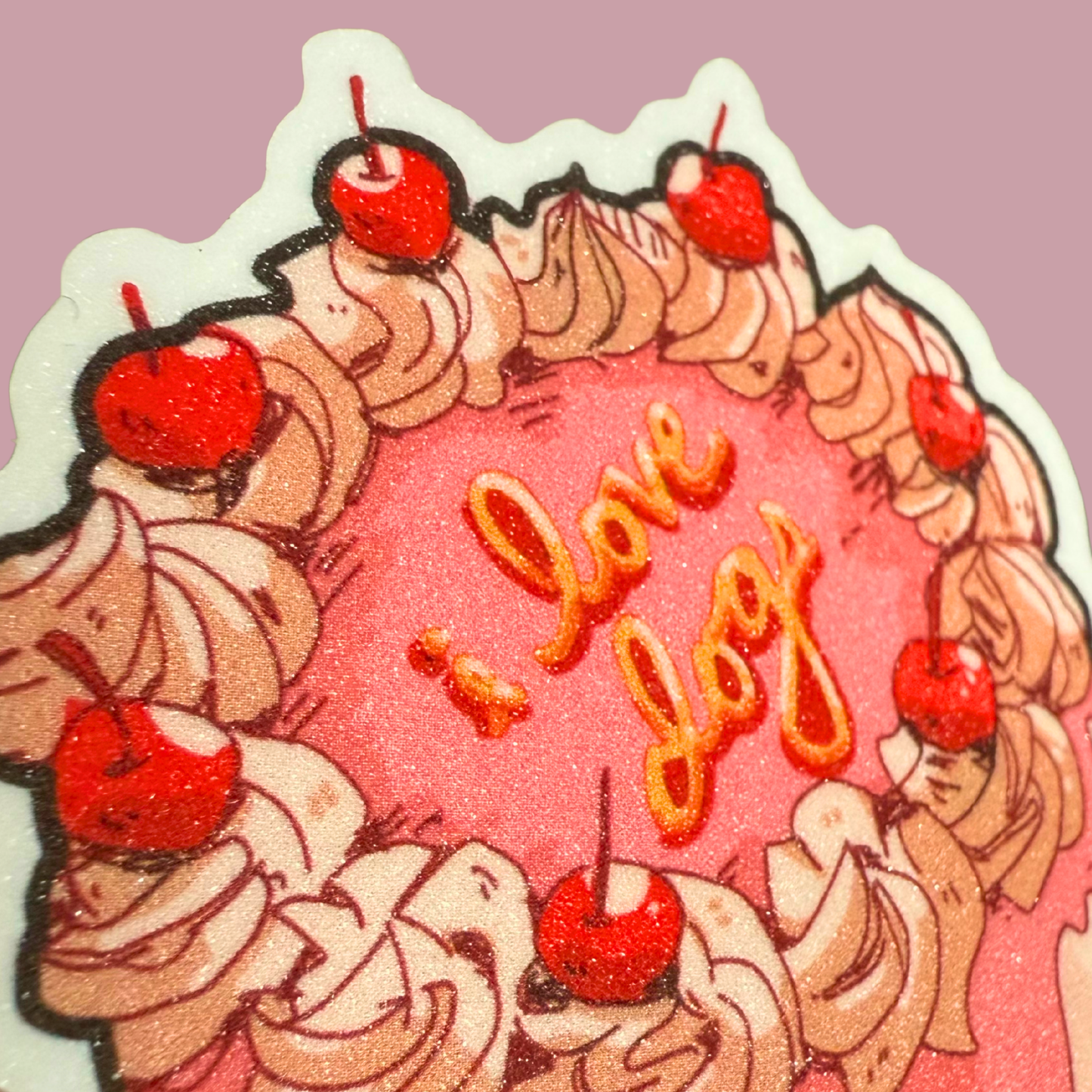 Pink Cake Glitter Sticker