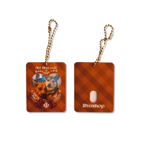 Precious Bootiful Plaid Photo Keychain (Tan)