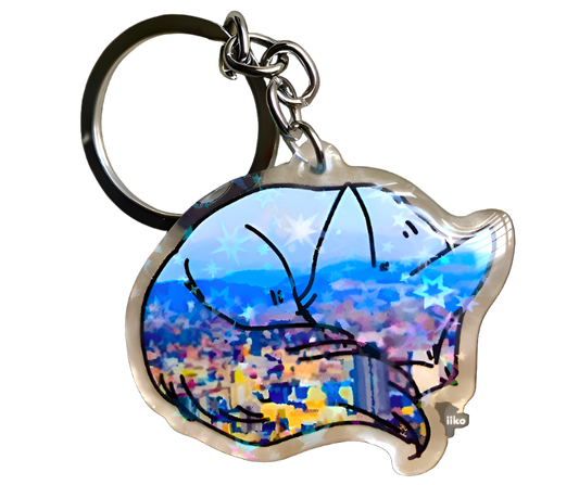 Holographic Oregon Fox Keychain