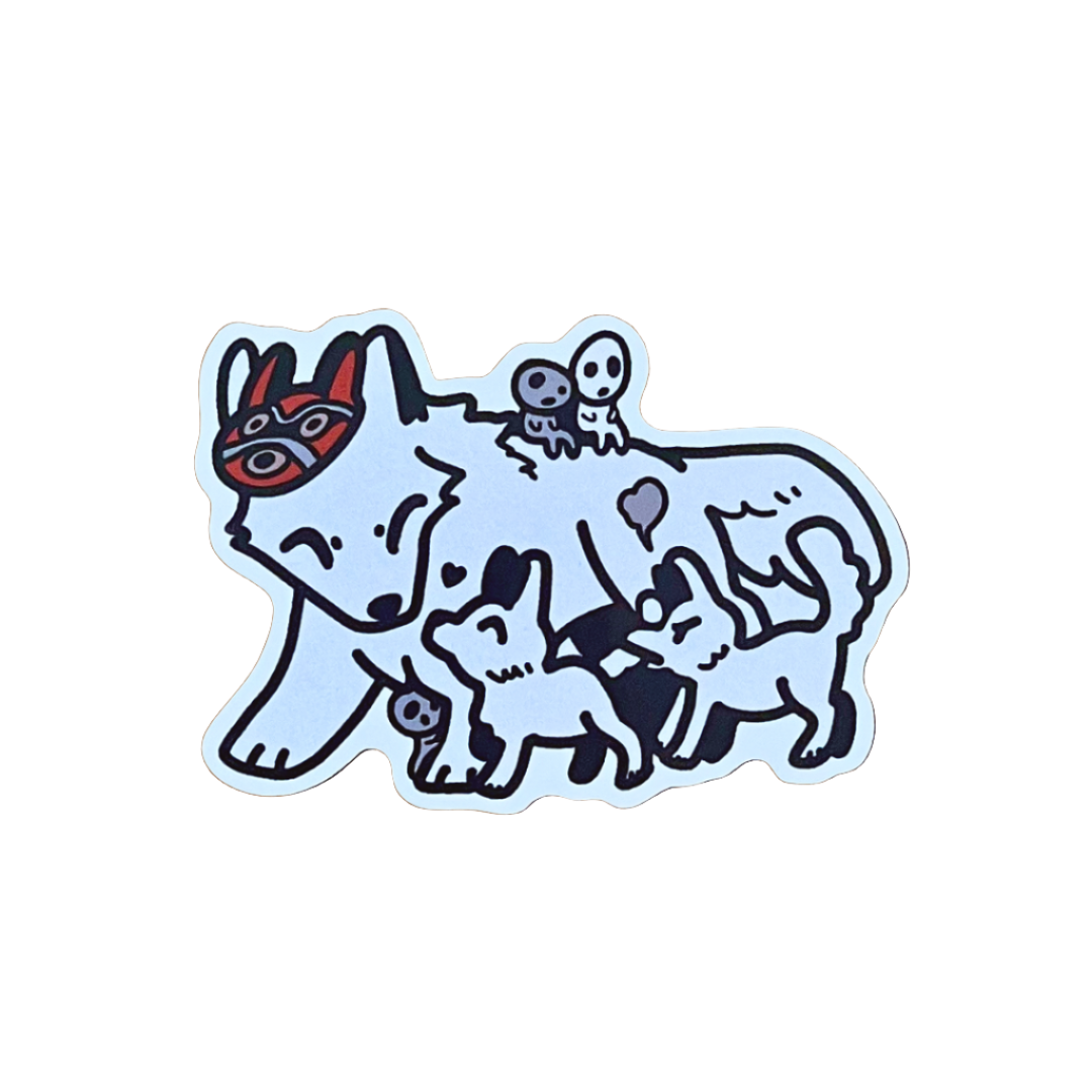 Moro and Pups Sticker