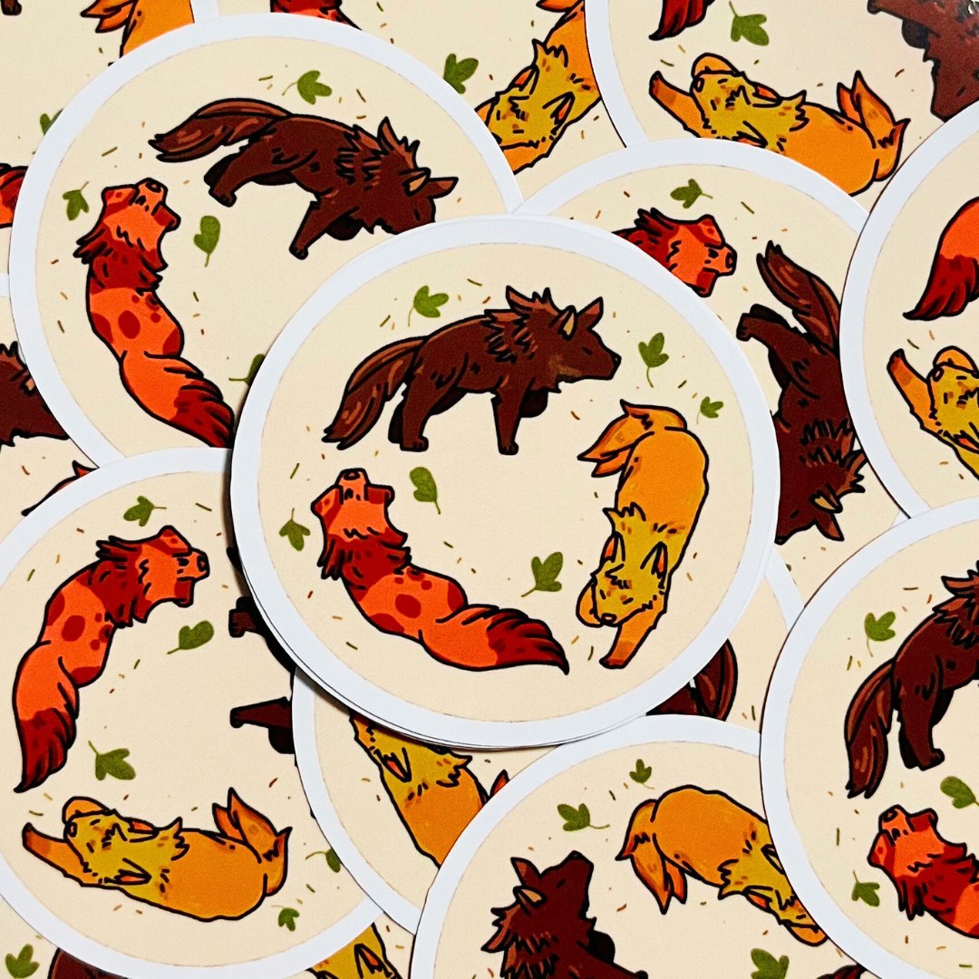 Autumn Wolf Circle Sticker - iikoshop - Sticker