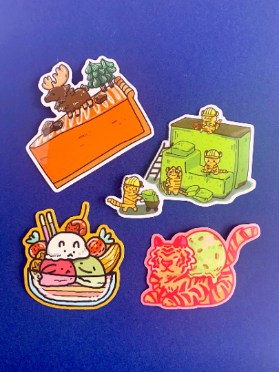 Strawberry Matcha Tiger Sticker - iikoshop