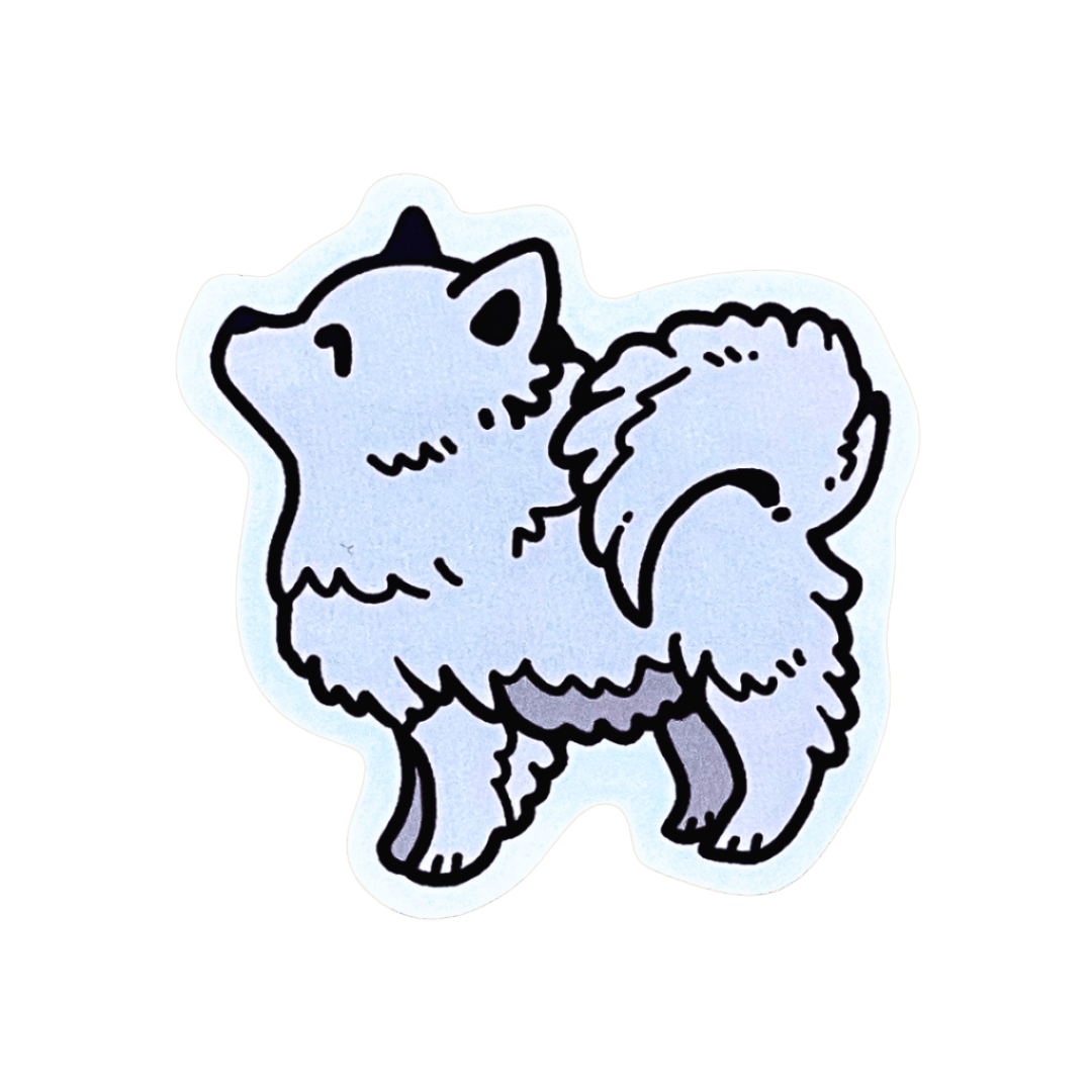 Egg White Pomeranian Sticker - iikoshop - Sticker