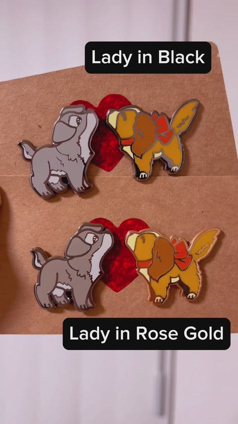 Lady (Rose Gold) and Tramp Pin Set